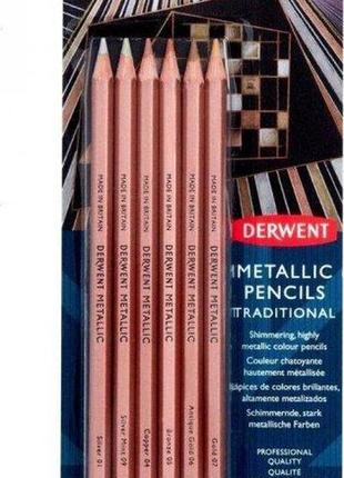 Набір кольорових олівців metallic traditional, 6 кол., блістер...
