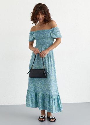 Стильное актуальное платье в цветочный принт р.101 фото