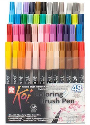 Набір маркерів koi coloring brush pen, 48кол., sakura