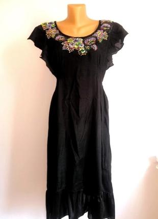 Платье черное расшитое бисером и паетками3 фото