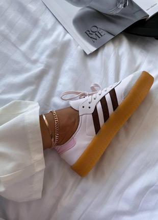 Женские кроссовки белые с розовым ad samba platform clear pink2 фото