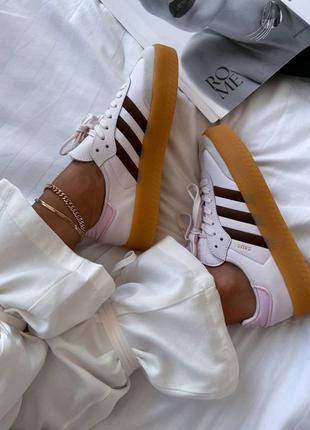 Женские кроссовки белые с розовым ad samba platform clear pink7 фото