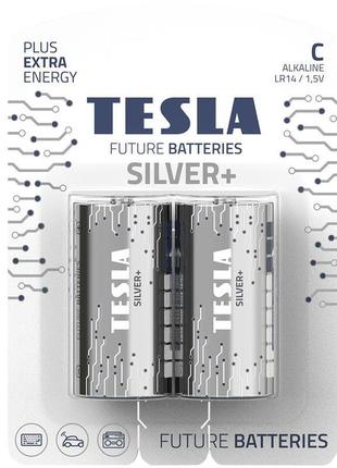 Батарейка tesla c (lr14) silver+ 1,5v 2шт