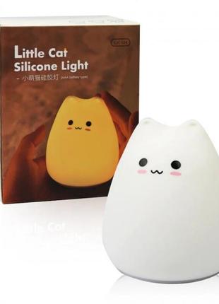 Нічний світильник led силіконовий дитячий котик utm 7-кольоровий3 фото