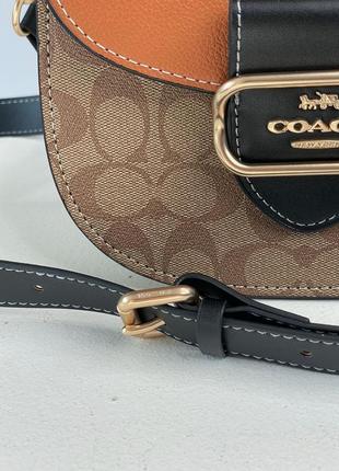 Сумка кросс боди premium coach morgan saddle bag in colorblock signature canvas8 фото