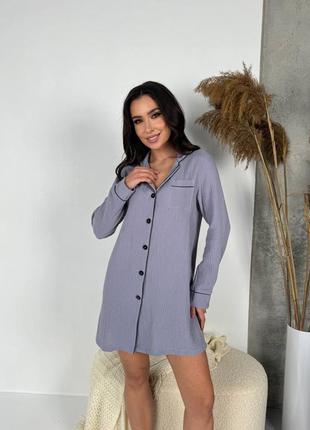 Рубашка рубашка ночнушка с кантом муслин хлопок