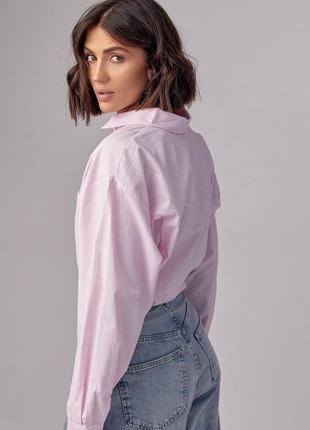 Женская рубашка в стиле oversize в полоску - розовый цвет, s/m (есть размеры)2 фото