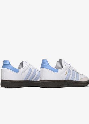 Женские кроссовки белые с голубым adidas samba og 'white halo blue'4 фото