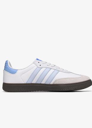 Женские кроссовки белые с голубым adidas samba og 'white halo blue'