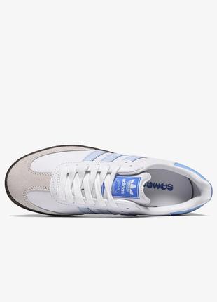 Женские кроссовки белые с голубым adidas samba og 'white halo blue'3 фото