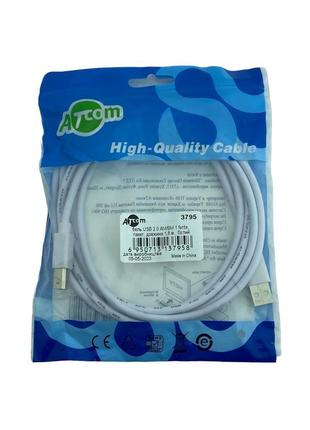 Кабель для принтера usb - usb bm 1.8 м. atcom, white