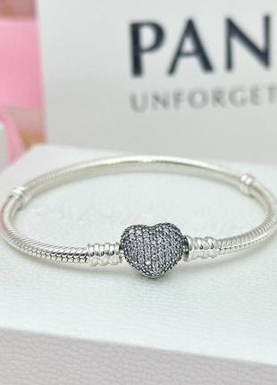 Срібний браслет застібкою-серцем, що відкривається pandora mom...4 фото