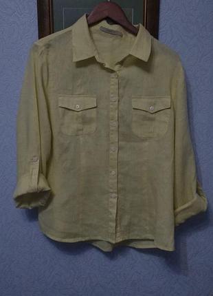 Светло- лимонная блуза  100% лен