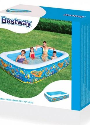 Дитячий надувний басейн bestway 54121, 3 кільця 305-183-56см3 фото