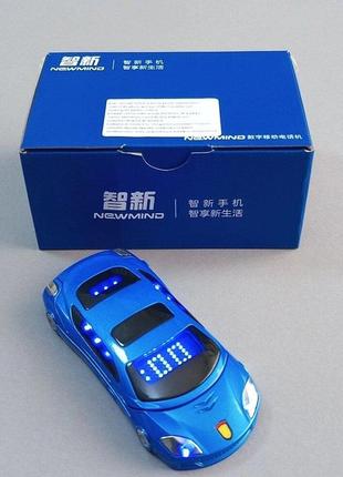 Мобільний телефон-розкладачка phonemax f15, міні-модель спортивного автомобіля, 2 sim-картки, bluetooth, синій