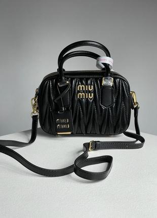 Сумка miu miu arcadie matelassé nappa leather bag black