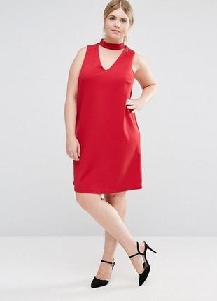 Алое платье с чокером new look plus size7 фото