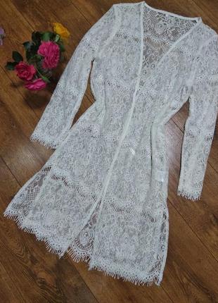 Белоснежный кардиган , ажурная кофточка накидка.