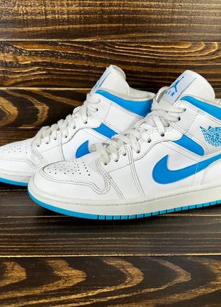 Nike air jordan 1 mid 'unc' оригинальные кроссовки2 фото