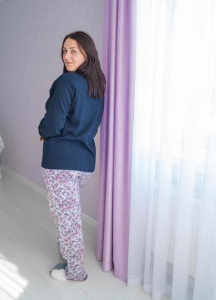 Батал тепла жіноча піжама (великі розміри) довгий рукав + штани4 фото