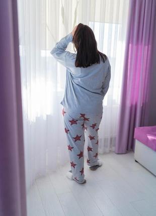 Батал тепла жіноча піжама (великі розміри) довгий рукав + штани4 фото