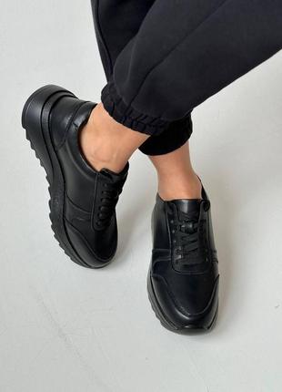 Чорні кросівки жіночі шкіряні демі9 фото