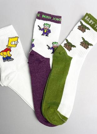 Набір жіночих шкарпеток 36-41 на 3 пари з мультяшним малюнком ...4 фото