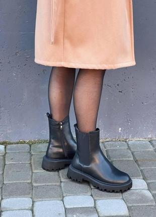 Жіночі зимові черевики челсі чорні шкіряні 36 р3 фото