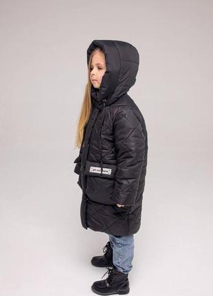 Зимове пальто курткачорна для дівчинки 122 р2 фото