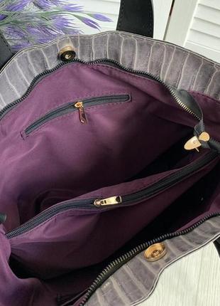 Жіноча велика сіра сумка під рептилію сумка мокко формат а46 фото