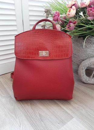 Жіночий рюкзак червоний1 фото