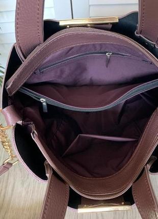 Містка замшева сумка шоппер класична сумочка пудра натуральна ...5 фото