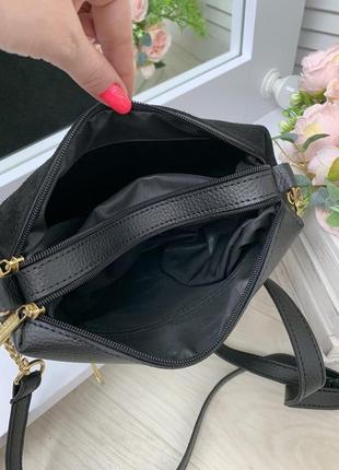 Жіноча замшева модна сумка чорна маленька сумочка через плече7 фото