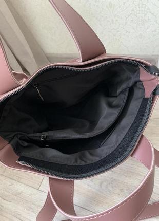 Жіноча сумка пудрова велика сумка шопер формат а4 темна пудра ...4 фото