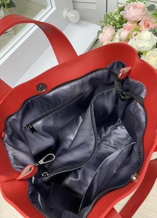 Містка модна червона жіноча сумка еко шкіра формата44 фото