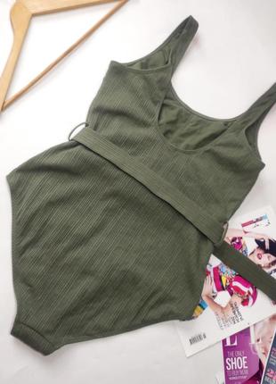 Купальник женский цельный зеленого цвета с поясом от бренда zara л хл4 фото
