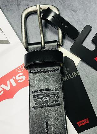 Мужской кожаный черный ремень levi's оригинал ausa