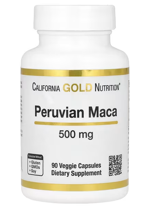 California gold nutrition, мака перуанська, 500 мг, 90 рослинних капсул