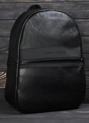 Міський повсякденний шкіряний рюкзак tommy hilfiger, томі. чорний8 фото