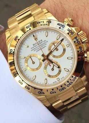 Чоловічий наручний годинник rolex daytona (золотий хронограф)