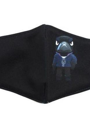 Многоразовая 4-х слойная защитная маска "brawl stars ворон" размер 3, 7-14 лет2 фото