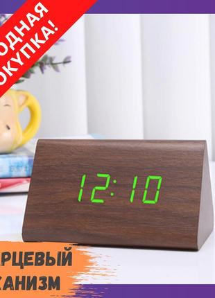 Електронні настільні годинники-будильник led wood clock vst-86...1 фото