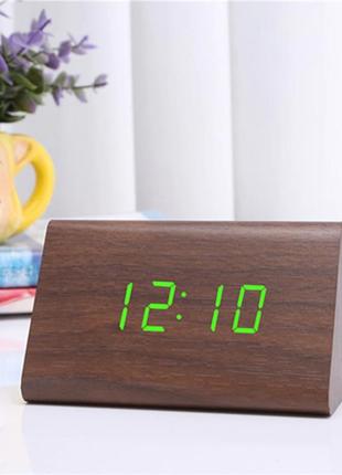 Електронні настільні годинники-будильник led wood clock vst-86...2 фото