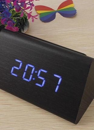 Електронні настільні годинники-будильник led wood clock vst-86...3 фото