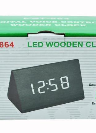 Електронні настільні годинники-будильник led wood clock vst-86...6 фото