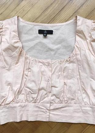 Missguided-персикова бавовняна вкорочена блуза пишний рукав, р.-40