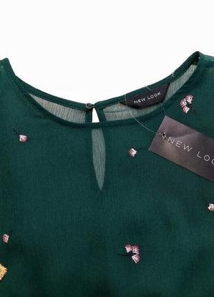 Блузка сітка смарагдового кольору з вишивкою від new look7 фото