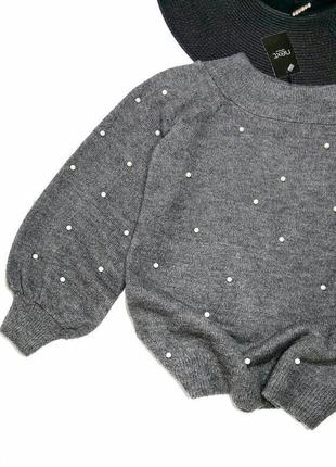 Акриловий светр джемпер із перлами next2 фото