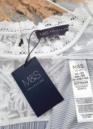 Блузка в смужку з мереживом великий розмір marks&spencer7 фото