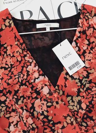 Блузка на запах у квітковий принт пишні рукави next6 фото